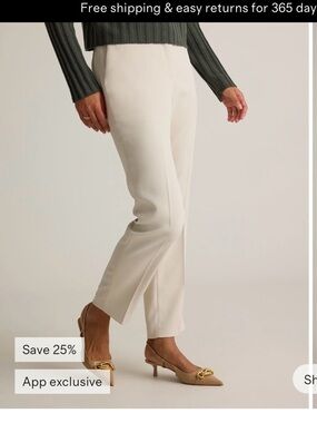 Quince Cream Straight-Leg Tailored Pants